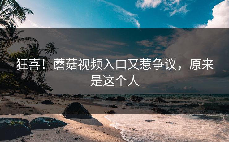 狂喜！蘑菇视频入口又惹争议，原来是这个人