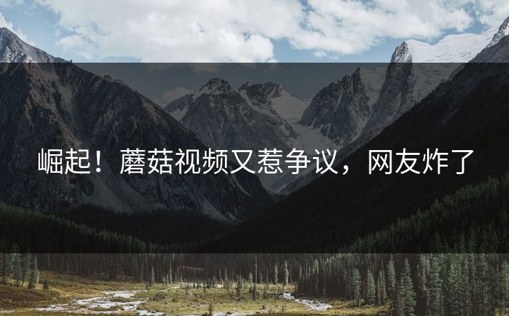 崛起！蘑菇视频又惹争议，网友炸了