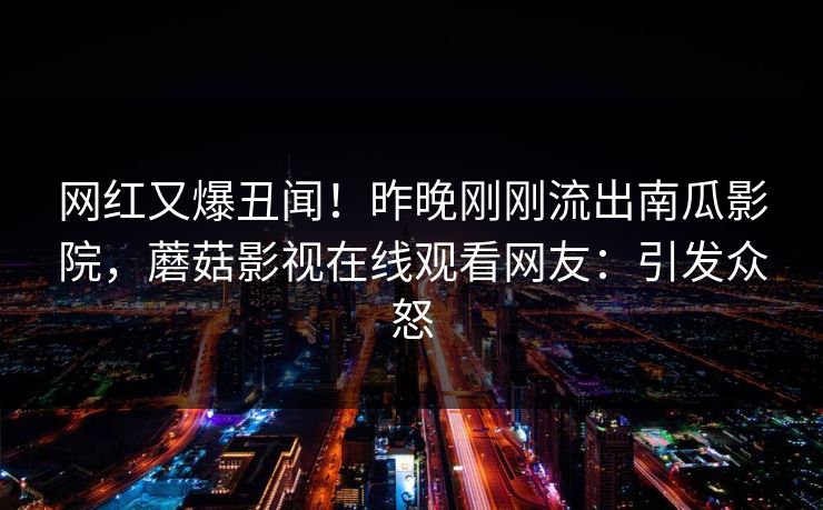 网红又爆丑闻！昨晚刚刚流出南瓜影院，蘑菇影视在线观看网友：引发众怒