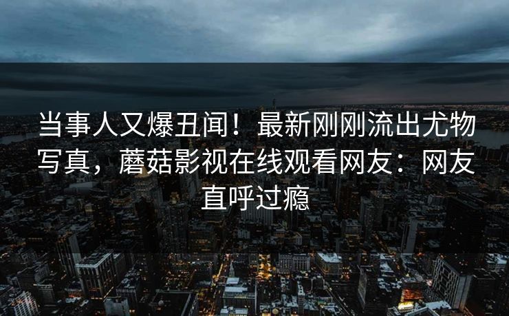 当事人又爆丑闻！最新刚刚流出尤物写真，蘑菇影视在线观看网友：网友直呼过瘾