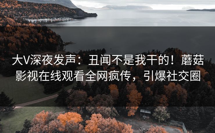 大V深夜发声：丑闻不是我干的！蘑菇影视在线观看全网疯传，引爆社交圈