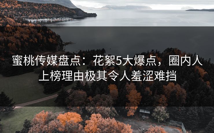 蜜桃传媒盘点：花絮5大爆点，圈内人上榜理由极其令人羞涩难挡