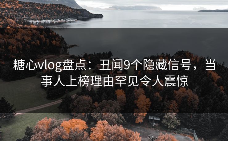 糖心vlog盘点:丑闻9个隐藏信号,当事人上榜理由罕见令人震惊