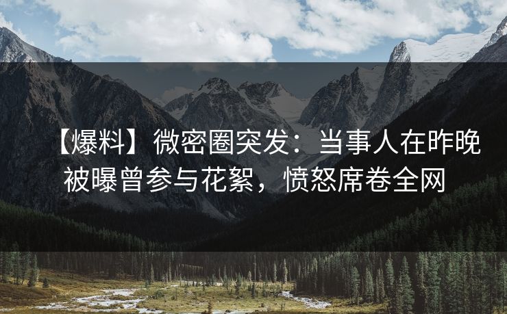 【爆料】微密圈突发:当事人在昨晚被曝曾参与花絮,愤怒席卷全网