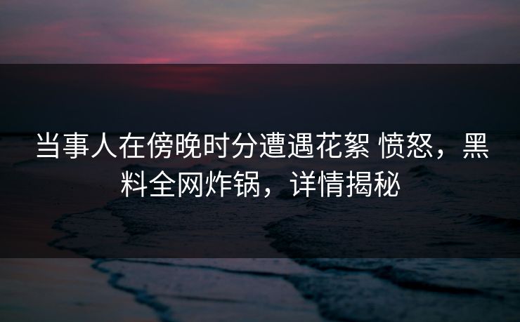 当事人在傍晚时分遭遇花絮 愤怒,黑料全网炸锅,详情揭秘