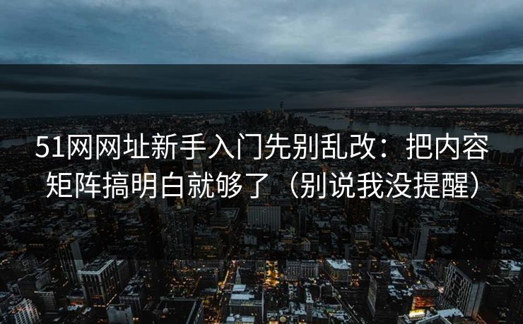 51网网址新手入门先别乱改:把内容矩阵搞明白就够了(别说我没提醒) 51网网址新手入门先别乱改:把内容矩阵搞明白就够了(别说我没提醒)